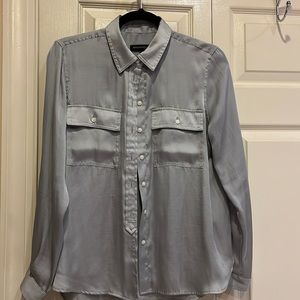Banana Republic Silk Silver Blouse Small Petite